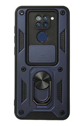 CepteToptan Xiaomi Redmi Note 9 Kılıf Pars Lens Yüzüklü Silikon - Lacivert - DROPX7710-7590