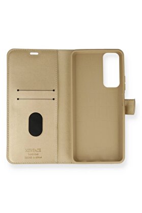 CepteToptan Huawei P Smart 2021 Kılıf Trend S Plus Kapaklı Kılıf - Gold - DROPX1571-5782