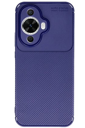 CepteToptan Huawei Nova 12S Kılıf Auto Focus Karbon Kapak - Lacivert - DROPX6253-1874