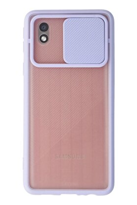 CepteToptan Samsung Galaxy A01 Core Kılıf Palm Buzlu Kamera Sürgülü Silikon - Lila - DROPX3590-6469