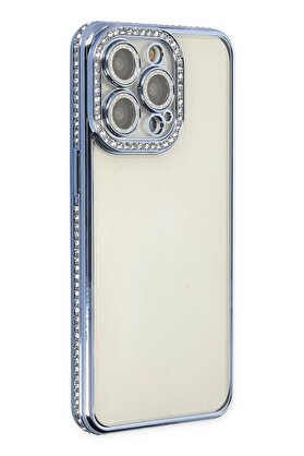 CepteToptan iPhone 13 Pro Kılıf Joke Taşlı Silikon - Mavi - DROPX4616-6605