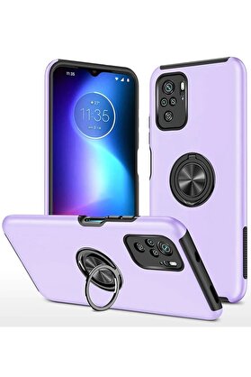 CepteToptan Xiaomi Poco F3 Kılıf Elit Yüzüklü Kapak - Mor - DROPX8138-1335