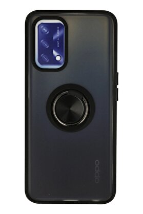 CepteToptan Oppo A74 4G Kılıf Montreal Yüzüklü Silikon Kapak - Siyah - DROPX6829-4116