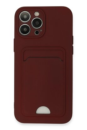 CepteToptan iPhone 13 Pro Max Kılıf Kelvin Kartvizitli Silikon - Bordo - DROPX2139-7697