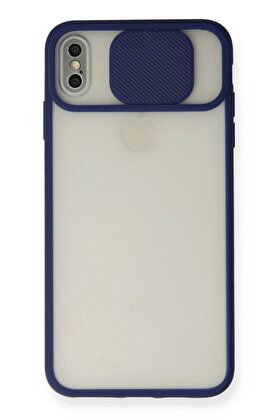 CepteToptan iPhone X Kılıf Palm Buzlu Kamera Sürgülü Silikon - Lacivert - DROPX7023-2978