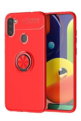 CepteToptan Samsung Galaxy A11 Kılıf Range Yüzüklü Silikon - Kırmızı - DROPX1123-6766