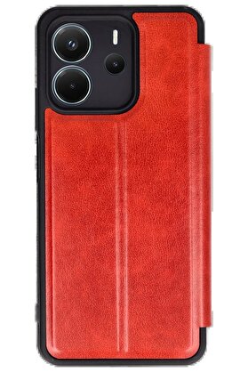 CepteToptan Xiaomi Redmi Note 14 4G Kılıf Flip Cover - Kırmızı - DROPX5761-6254