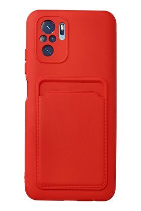 CepteToptan Xiaomi Redmi Note 10S Kılıf Kelvin Kartvizitli Silikon - Kırmızı - DROPX9321-8032