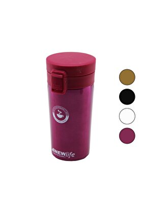 Go İthalat Çeli̇k=18-8 Metal Termos Kupa Bardak 300Ml Fi̇ltreli̇ Kulpsuz Bas-Aç Ki̇li̇tli̇ Kapak (4940)