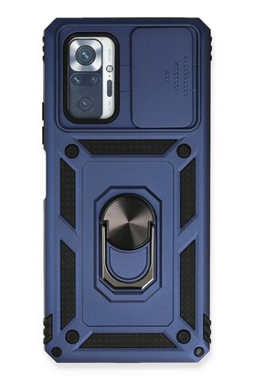 CepteToptan Xiaomi Redmi Note 10 Pro Kılıf Pars Lens Yüzüklü Silikon - Lacivert - DROPX1787-8594