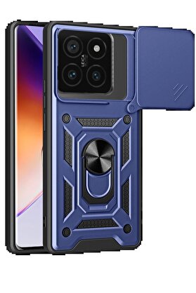 CepteToptan Xiaomi Mi 14T Pro Kılıf Pars Lens Yüzüklü Silikon - Lacivert - DROPX7372-4095