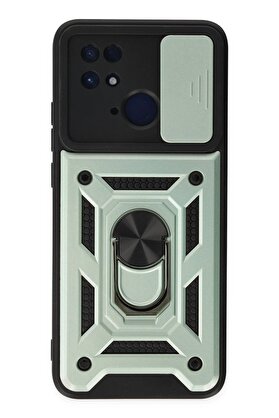 CepteToptan Xiaomi Redmi 10C Kılıf Pars Lens Yüzüklü Silikon - Yeşil - DROPX3020-5844