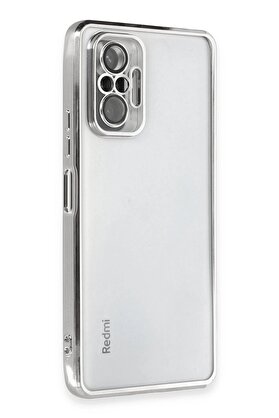 CepteToptan Xiaomi Redmi Note 10 Pro Kılıf Lensli Silikon - Gümüş - DROPX9700-4374