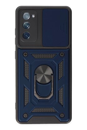 CepteToptan Samsung Galaxy S20 FE Kılıf Pars Lens Yüzüklü Silikon - Lacivert - DROPX2866-1777