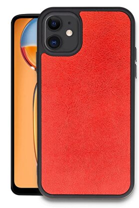 nerede bulurum iPhone 11 Kılıf Aras Deri Kapak - Kırmızı