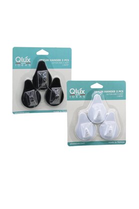 Go İthalat 3Pcs Lılyum Askı Si̇yah - Beyaz Plasti̇k Yapışkanlı Montaj (4457)
