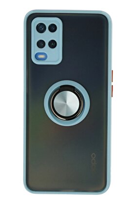 CepteToptan Oppo A54 4G Kılıf Montreal Yüzüklü Silikon Kapak - Buz Mavi - DROPX8873-6234