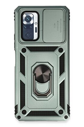 CepteToptan Xiaomi Redmi Note 10 Pro Kılıf Pars Lens Yüzüklü Silikon - Yeşil - DROPX6609-4931
