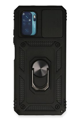 CepteToptan Xiaomi Redmi Note 10 Kılıf Pars Lens Yüzüklü Silikon - Siyah - DROPX8222-7364