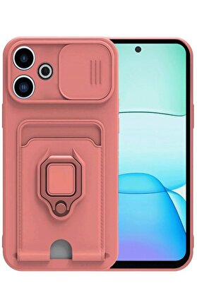nerede bulurum Xiaomi Redmi 13 4G Kılıf Zuma Kartvizitli Yüzüklü Silikon - Pembe