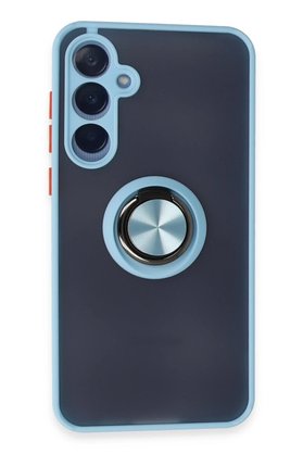 CepteToptan Samsung Galaxy A25 5G Kılıf Montreal Yüzüklü Silikon Kapak - Buz Mavi