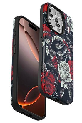 CepteToptan iPhone 14 Pro Max Flower Series Magsafe Kapak - Siyah - DROPX2059-5627