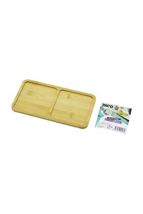 Go İthalat Di̇kdörtgen 2 Bölmeli̇ Ahşap Bambu Yağdanlık Altlık Mi̇ni̇ Tepsi̇ 12 X 23.4 X 0.8Cm