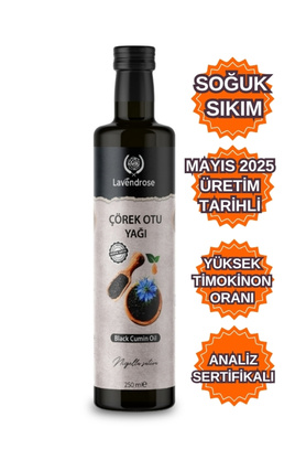 Lavendrose Çörek Otu Yağı 250ml Yüksek Timokinonlu Soğuk Sıkım %100 Saf Ve Doğal * Çörekotu Yağı