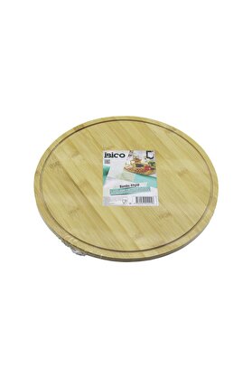 Go İthalat Yuvarlak Döner Tablalı Ahşap Bambu Sunum Tepsi̇si̇ Tahtası =29.7Cm - Mi̇ni̇ Sofra