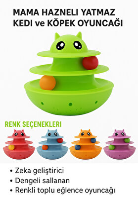 TRENDMEN Mama Hazneli Yatmaz Kedi ve Köpek Oyuncağı – Zeka Geliştirici, Dengeli Sallanan Renkli Toplu