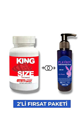 Adoil King Size Erkeklere Özel Bölge Destekleyici 30'lu + Playboy Libido Arttırıcı Krem 125 ml