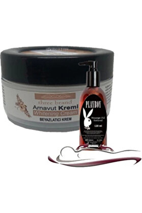 Adoil Playboy Three Brand Whitening Cream 4 Adet Arnavut Kremi 50 ml Aklık Kremi ile 120ML Masaj Yağı