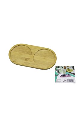 Go İthalat 2 Bölmeli̇ Oval Ahşap Bambu Yağdanlık Altlık Mi̇ni̇ Tepsi̇ 12 X 23.4 X 0.8Cm (4457)