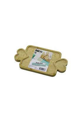 Go İthalat Di̇kdörtgen 3 Bölmeli̇ 2İn1 Kalp Kulp Bölme 1 Ahşap Bambu Servi̇s Tepsi̇ 25 X 14 X 1.4Cm