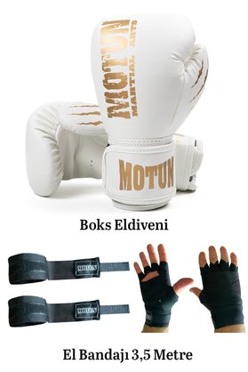 MOTUN Boks Kıck Boks Muay Thai Branşları için Boks Eldiveni ve Bandaj 2 li set
