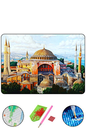 Hondep 5D Elmas Boyama Mozai̇k Tablo Tuvale Geri̇li̇ 40X50 Cm Ayasofya Puzzle Tuval Seti̇
