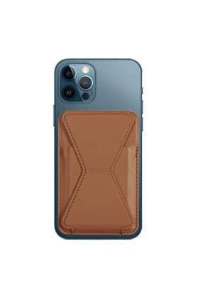 CepteToptan ALLY İPhone 15-14- 13-12'ler İçin Standlı Deri Cüzdan Magsafe Kartlık - DROPX3526-8632