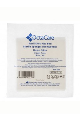 Octacare Nonwoven Steril Emici Gaz Kompres 10cm x 10cm 2 Li 10 Paket