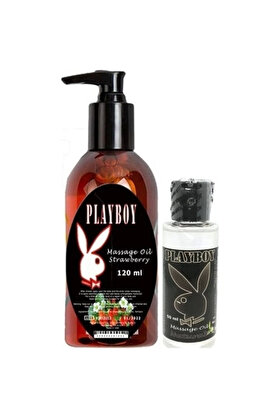 NovaBox Playboy Aromaterapi Çilek Massage Oil 120 ml Natural Aromalı Massage Vücut Masaj Yağı 50 ml
