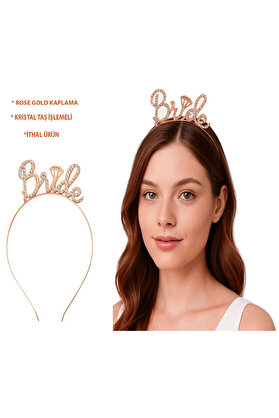 Ethab Ti̇caret Rose Gold Renkli̇ Taşlı “Bri̇de” Geli̇n Tacı