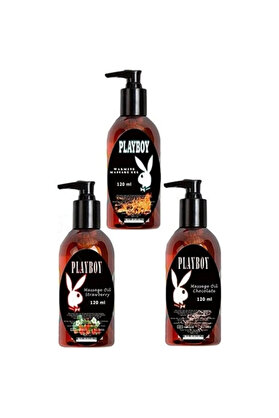 Ekince Playboy 3 Adet Playboy Çilek Aromalı Kokulu Ve Isıtıcılı Rahatlatıcılı Vücut Masaj Yağı