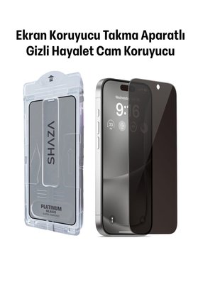 WANNA PROTECT iPhone 17 Pro Max Uyumlu Gizli Hayalet Kolay Uygulama Aparatlı Full Cam Ekran Koruyucu
