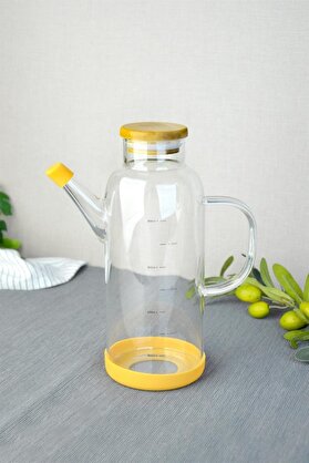 STOREMAX ynsShoping 800 ml Bambu Kapaklı Borosilikat Cam Yağlık NewTrrending 1178227