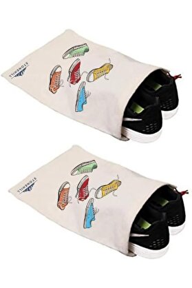 STOREMAX snShop Büzgülü Ham Bez Ayakkabı Torbası 30x40 cm. 2 Adet (Ayakkabı Baskılı) 467437