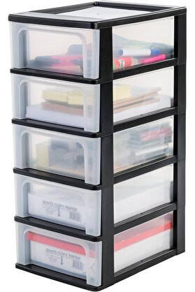 STOREMAX jptrShop Ohyama Chest OCH-2005 Çekmeceli Konteyner/Çekmeceli Dolap, Plastik, Siyah/Şeffaf, 35,5 x