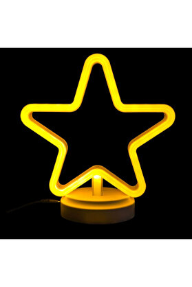 Evi̇mdeyokyok Neon Işıklı Yıldız Masa Gece Lambası Pi̇l Ve Usb