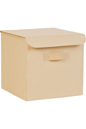 STOREMAX lvnshop Textile Bej Kapaklı Kutu Set 30 x 30 x 30 cm 224120
