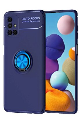 CepteToptan Samsung Galaxy M51 Kılıf Range Yüzüklü Silikon - Mavi - DROPX8332-7518