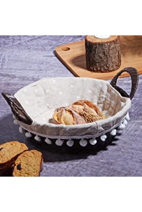 STOREMAX PRStoRe Wicker Serisi Bezli Yuvarlak Hasır Ekmek Sepeti StorePR 1063348