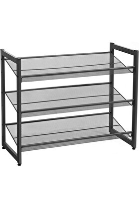 STOREMAX sellbuyst 3 Katlı Metal Ayakkabı Rafı, Fileli Raf, Ayarlanabilir Koyma Alanlı Düz veya Açılı
